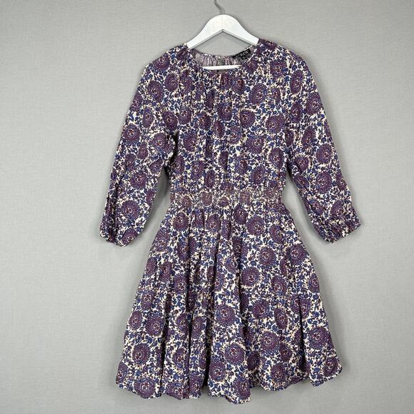 J.Crew Palermo Dress Womens Small Tall Purple Linen Paisley Floral Boho Sundress - Picture 2 of 14